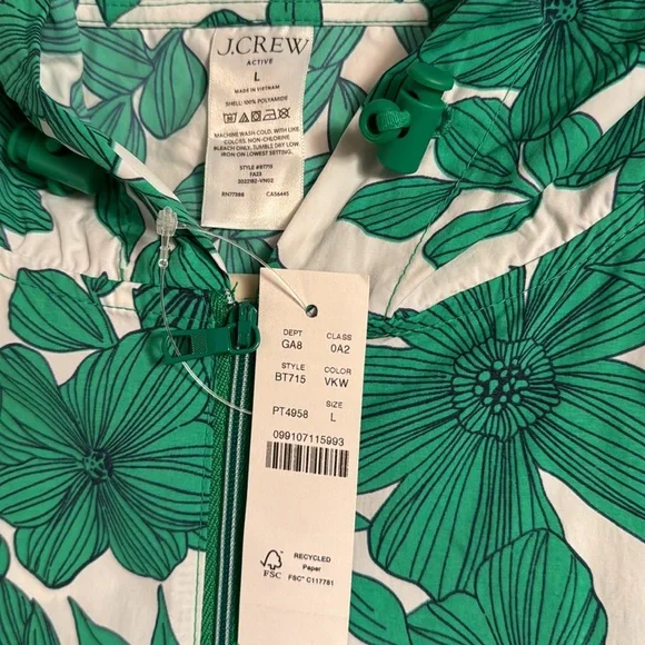 J.Crew Full-zip active anorak in botanical print BT715 - Picture 5 of 9